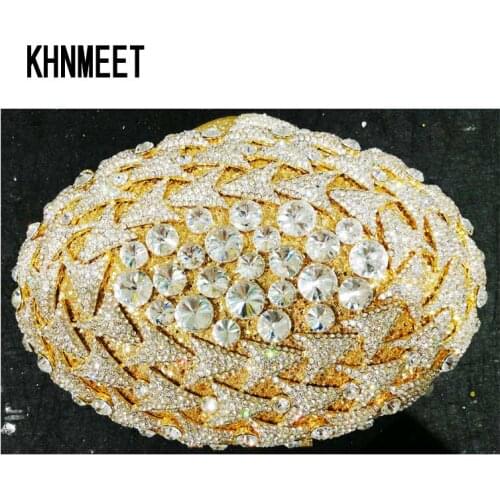 Newest Oval Clutch Evening Luxury Party Bag Rhinestone Famale pochette banquet Purse Packet Lovely Women Wedding Handbags SC547
