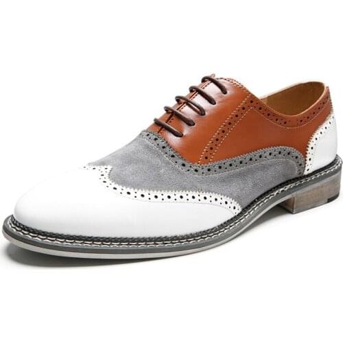 Extra Large Code British Business Casual Brock Color Matching Shoes Korean Version of The Pointed High-profile Mens Shoes