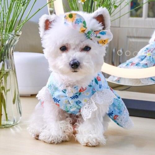 Pet Dog Princess Dress Small Floral Dress Dog Wedding Skirts Soft Comfortable Clothes Festival Party Pet Costumes Spring Summer
