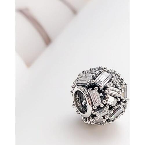 Authentic 925 Sterling Silver Beads Elegant Cold Winter Ice Crystal Beads Fit Original Pandora Bracelet For Women Diy Jewelry