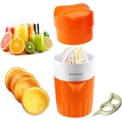 Potable Hand Juicer Citrus Orange Squeezer Manual Lid Rotation Press Reamer Lemon Fruit Juicer Squeezes with Strainer Container