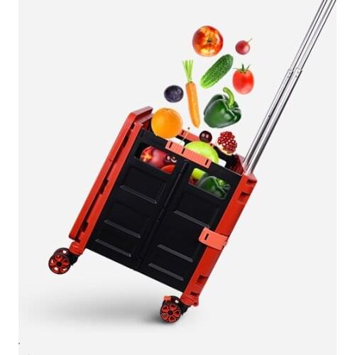 Portable Shopping Cart Universal Four-wheel Folding Storage Cart Home Basket Trolley Buy Vegetables Small Cart