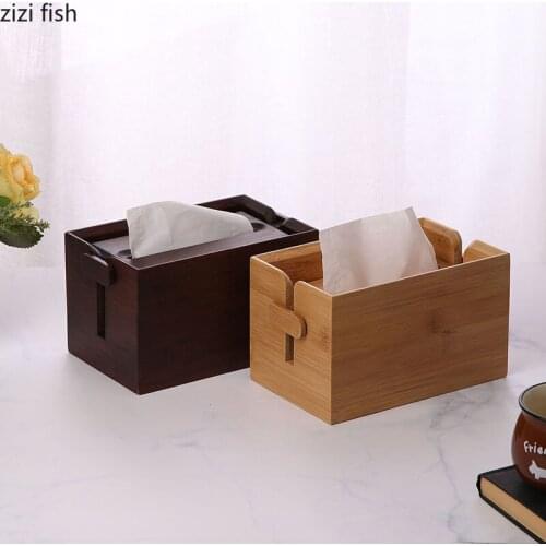 European Style Bamboo and Wood Removable Tissue Box Home Napkin Storage Container Living Room Desktop Tissue Box Home Decoration