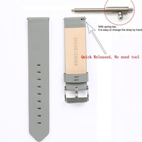 Detachable Watches Bands Genuine Leather 20mm Grey Watches Straps