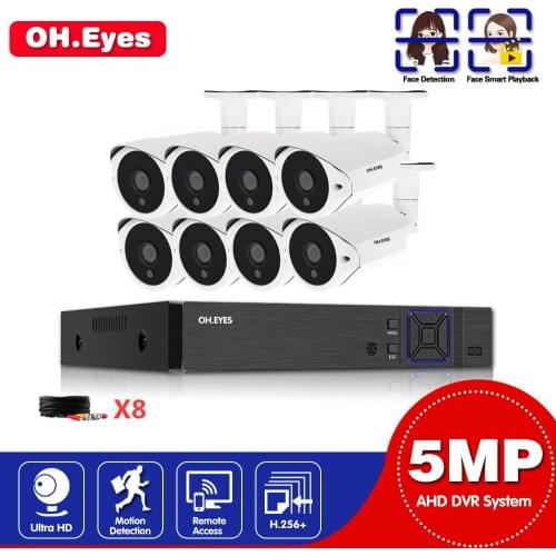 HD CCTV Camera System 8CH 5MP AHD DVR NVR Kit Video Surveillance System 8CH Outdoor Waterproof 5.0MP Security Cameras System