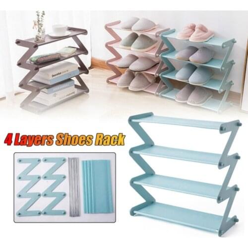 4 Layers Z Shape Shoes Rack Tower Shelf Storage Organizer Holder Stand Non-woven Fabric Easy Assemble