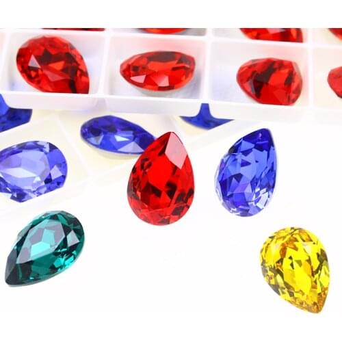Drop Glass Strass Rhinestones Teardrop Crystal Stone Diamond crystals applique rhinestone for needlewor nail art decorations
