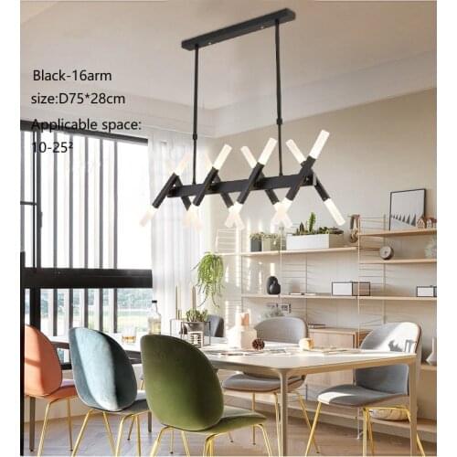 Led Modern Nordic Rectangle Pendant Light Postmodern Luxury Restaurant Dining Room Chandelier Acrylic Creative Designer Lamp