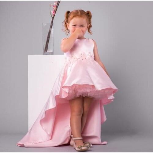 A-Line Fluffy Satin Flower Girl Dress for Wedding Princess Birthday Party Gown Kid Size 9M-14Y Photoshoot