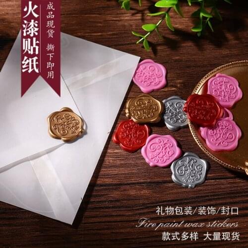 Creative Wax Sticker Flower Decoration Self-Adhesive Wax Printing Sticker Wedding Envelope Seal Lace Embossed Lacquer Waxsticker