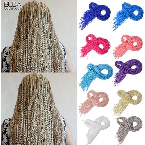 Budabuda Synthetic Crochet Hair Blonde Balck For Women 28inch Long Curly Box Braids Zizi Bundles Hair Extensions Braiding Hair