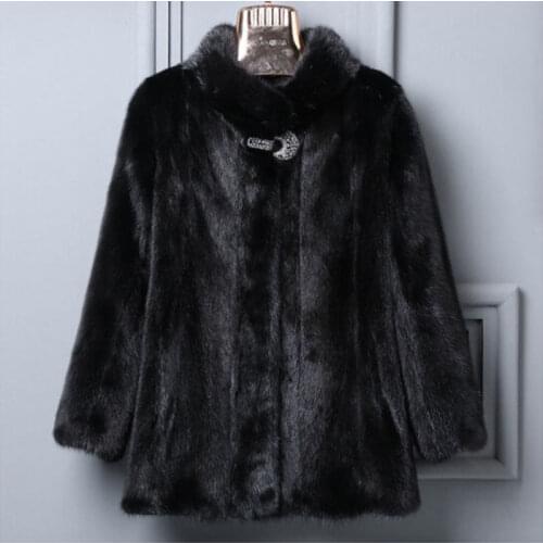 Women 2021 Winter Fashion Short Stand Collar Coats Female Faux Mink Fur Casual Overcoats Ladies Slim Faux Fur Jackets R359