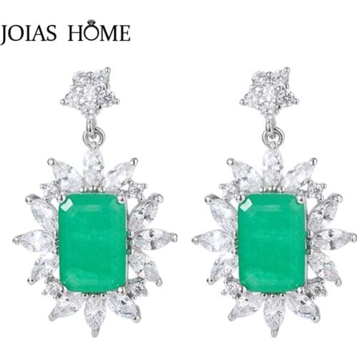 JoiasHome 925 Silver Woman Earrings with Geometric Gemstone Trendy Flower Wedding Party Fine Woman Fashion Gifts Wholesale