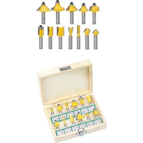 12Pcs Milling Cutter Router Bit Set 8Mm Wood Cutter Carbide Shank Mill Woodworking Trimming Engraving Carving Cutting Tools-With