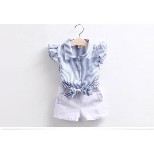 2021 2pcs Summer Baby Girls Children Casual Thin Suit Tops + Short Girls Clothes Kids Clothes sets 2-8