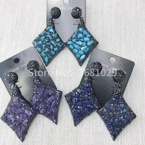 2018 fashionable female temperament purple crystal green gold earrings