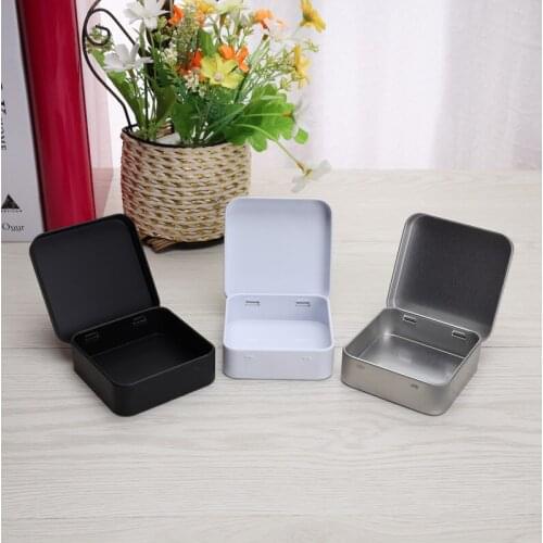 300 Pcs Portable Mini Square Metal Tins Container Hinged Flip Storage Tin Box Case Jewelry Coin Candy Condom Organizer