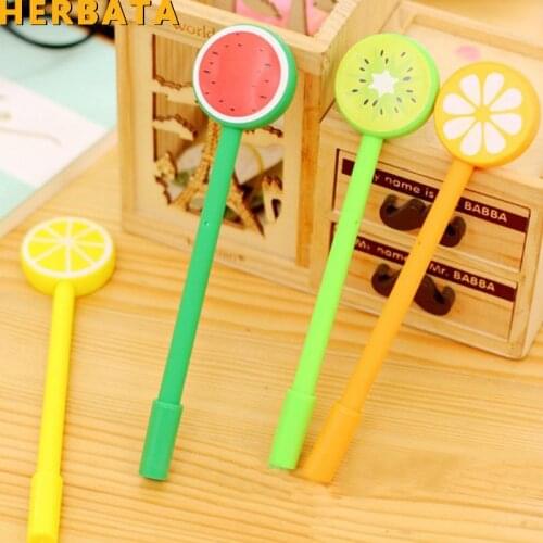 4 pcs/Lot Novelty fruit head gel pen Summer style black ink pens for signature Stationery Office school supply CL-1048