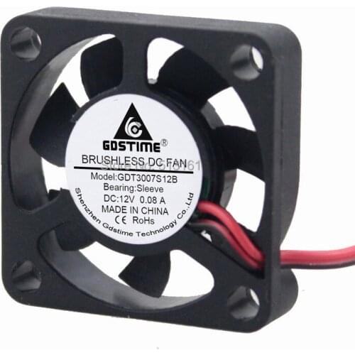 500pcs/lot Gdstime 3007 30MM 30x3x7MM 12V 2Pin Small DC Cooler Cooling Fan