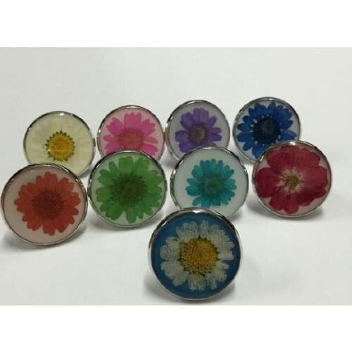 FREE SHIPPING 9 pcs Unique Dried Flower Styling Finger Ring Fashion Women Jewellery