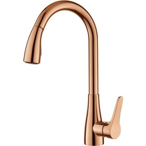 Free ship Rose gold clour pull out kitchen spray faucet mixer tap New Single hole Deck mounted
