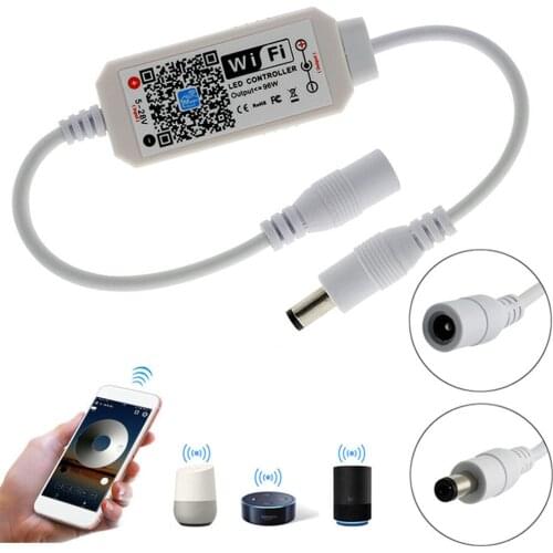 DC5-28V Wireless Mini WiFi Dimmable Controller Single Color LED Controllers for 2835 5050 5630 5730 LED Strip Light App Switch