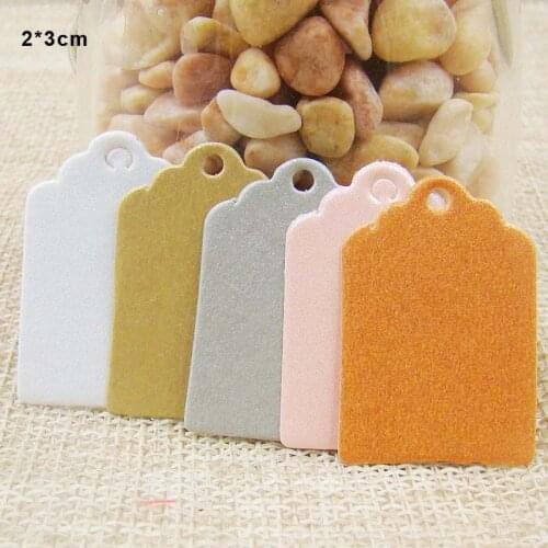 2*3cm 500pcs scallop shape white/green/grey/pink/orange peral paper hang tag Gift Tags custom Wedding cardboard Label Blank tag