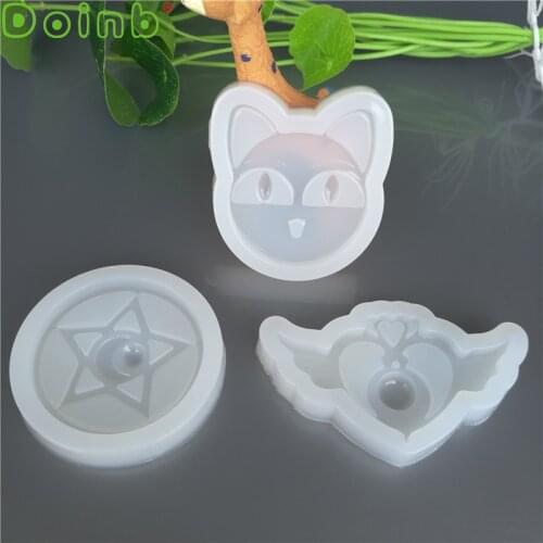 Sailor Moon Transformation Brooch and Luna Silicone Mold Fondant Cake Decorating Tools Hand Craft Epoxy Resin Molds for Jewelry