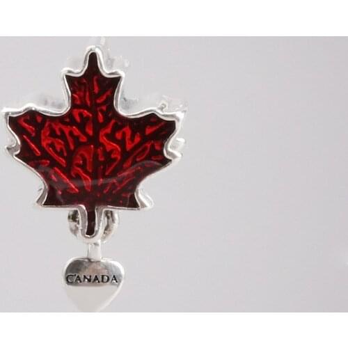 Authentic 925sterling Silver Beads Creative Personality Red Maple Leaf Beads Fit Original Pandora Bracelet For Women Diy Jewelry
