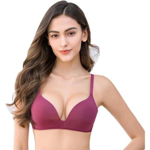 Women push up thin sexy bra seamless girl with wire free underwear red black lingerie CYHWR