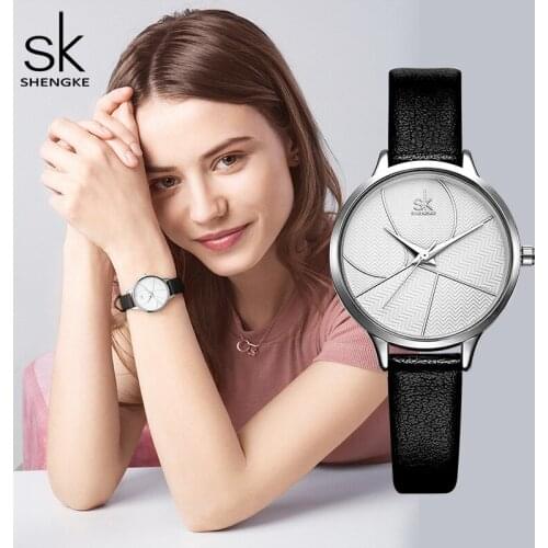 Shengke Fashion Women Leather Strap Wristwatch 4 colors Simple Analog Quartz Watch Female Clock Relogio Feminino Montre Femme