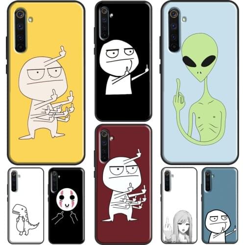 Funny Middle Finger Memes Case For OnePlus 9R 8 9 Pro 7T 8T Nord Coque For Realme 8 Pro 6 7 Q3 Pro C3 C11 C15 GT Neo