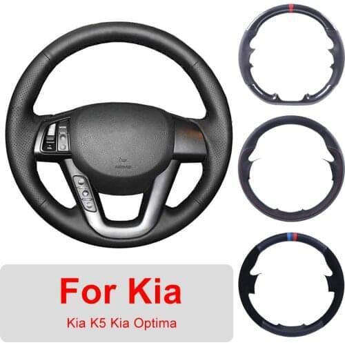 DIY Car Steering Wheel Cover Customized For Kia K5 2011 2012 2013 Kia Optima Leather Braiding Cover For Steering Wheel