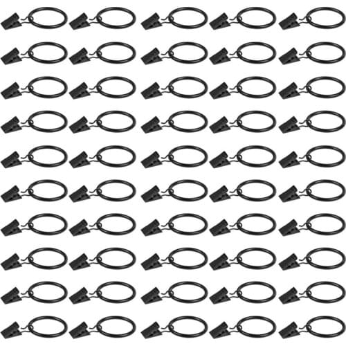 Drapery Rings with Clips Curtain Rod Clips,Curtain Rings with Clips Decorative Drapery,Rings with Curtain Clips 50Pcs