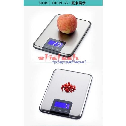 By dhl or ems 50pcs Hot Sale !!! 100% Original 15kg / 1g Ultra-thin Stainless Steel Food Scales Backlight LCD Balance