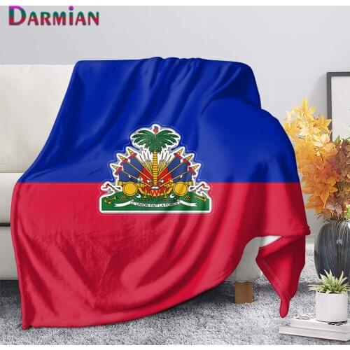 DARMIAN Haiti National Flag Fleece Blanket Warm Bedroom Throw Blanket Sofa Bedding Travel Sherpa Blankets for Adult Kids Quilts