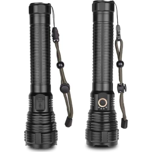 XHP70 flashlight Retractable zoom USB charging power display outdoor glare flashlight