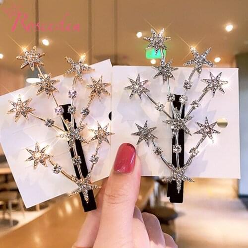 Stars Hair Clips Pins Bridal Rhinestones Hair Comb Headpiece Headdress Women Brides Hairpin Wedding Hair Accessories RE4047