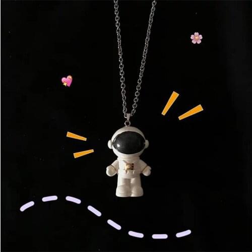 Harajuku Cool Astronaut Pendant Stainless Steel Necklace Vintage Long Chain Punk Choker Jewelry Women Man Friendship Girl Gift