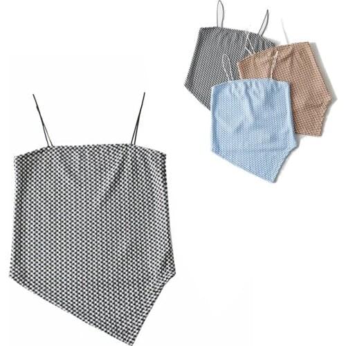 Check Irregular Scarf Halter Top Summer Womens Spice Girls Halter Top DLDD490