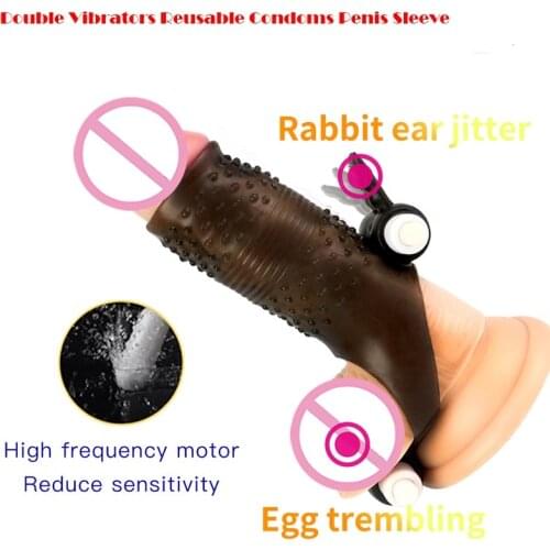 Man Foreskin Correction Penis Rings Double Vibrators Reusable Condoms Penis Sleeve Dick Extender Cock Enlargement Adult Sex Toys