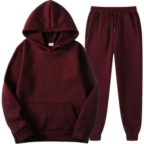 Two Piece Set Casual Fleece Tracksuit Women Winter 2020 Womens Sets Oversized Hooded Long Sleeve Hoodie Sport Pants Lady Suit