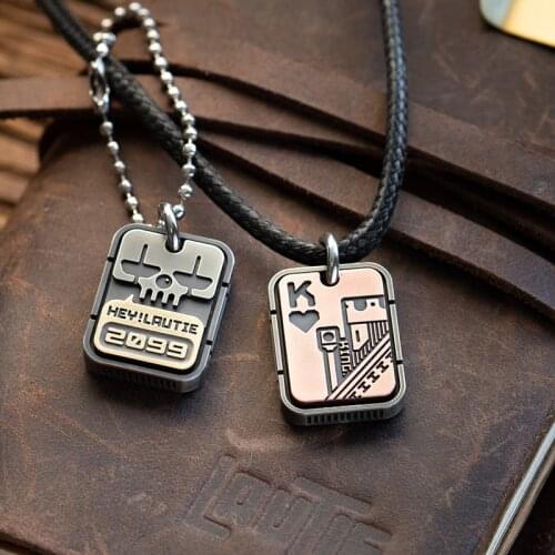 LAUTIE Clown Poker Necklace EDC Keychain Cupronickel, Brass, Copper, Zirconium alloy Pendant Gift for Men