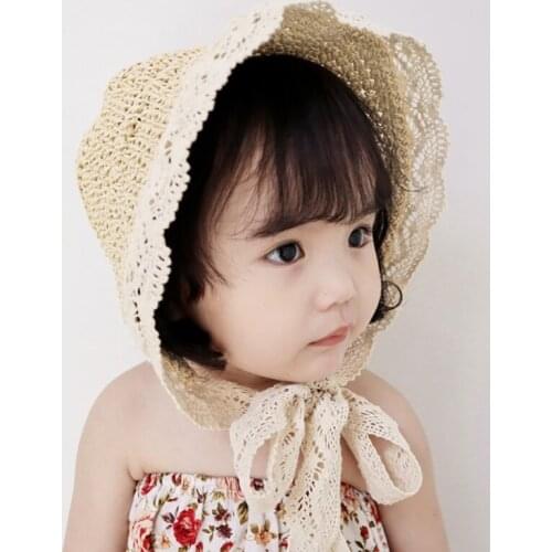 Summer Children Baby Girls Lace Children Hat Sweet Breathable Sunscreen Beach Sun Hat Toddler Girls Accessories 1-8Y
