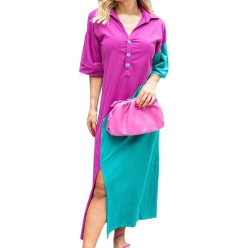 Trendy Clothes Sexy Long Sleeve Shirt aesthetic 2021 New Fashion Dress Shirt Women Tops and BlouesHalf Sleeve Split Mid-calf Dre