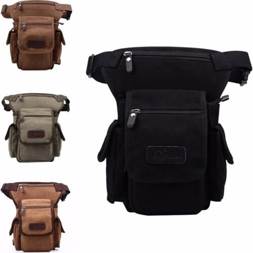 Men Canvas Motorcycle Rider Waist Pack Drop Leg Bag Military Multi-Pockets Male Bum Hip Belt Fanny Pack Thigh Bags