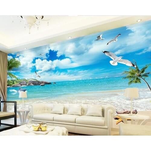 Non woven wallpaper Landscape wallpaper murals Beach landscape Mural 3d wallpaper 3d wall papers for TV backdrop