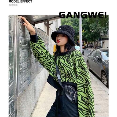 NiceMix Zebra Peinted Fashion Pullovers Thick Winter Good Quality Punk Hip-Hop Style Lady Tee Hoodie Female Tops Clothes