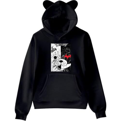 New Printing Anime Monokuma Cat Ear Hoodies Men Women Sweatshirts Casual Kids Hooded Autumn Hip Hop Black Pullovers Outwear