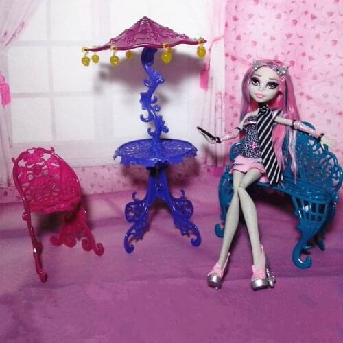 2020 New Arrival Fashion Set Furniture for Monster high Doll ( Couch Chairs + Table with Sun Umbrella + Chairs )